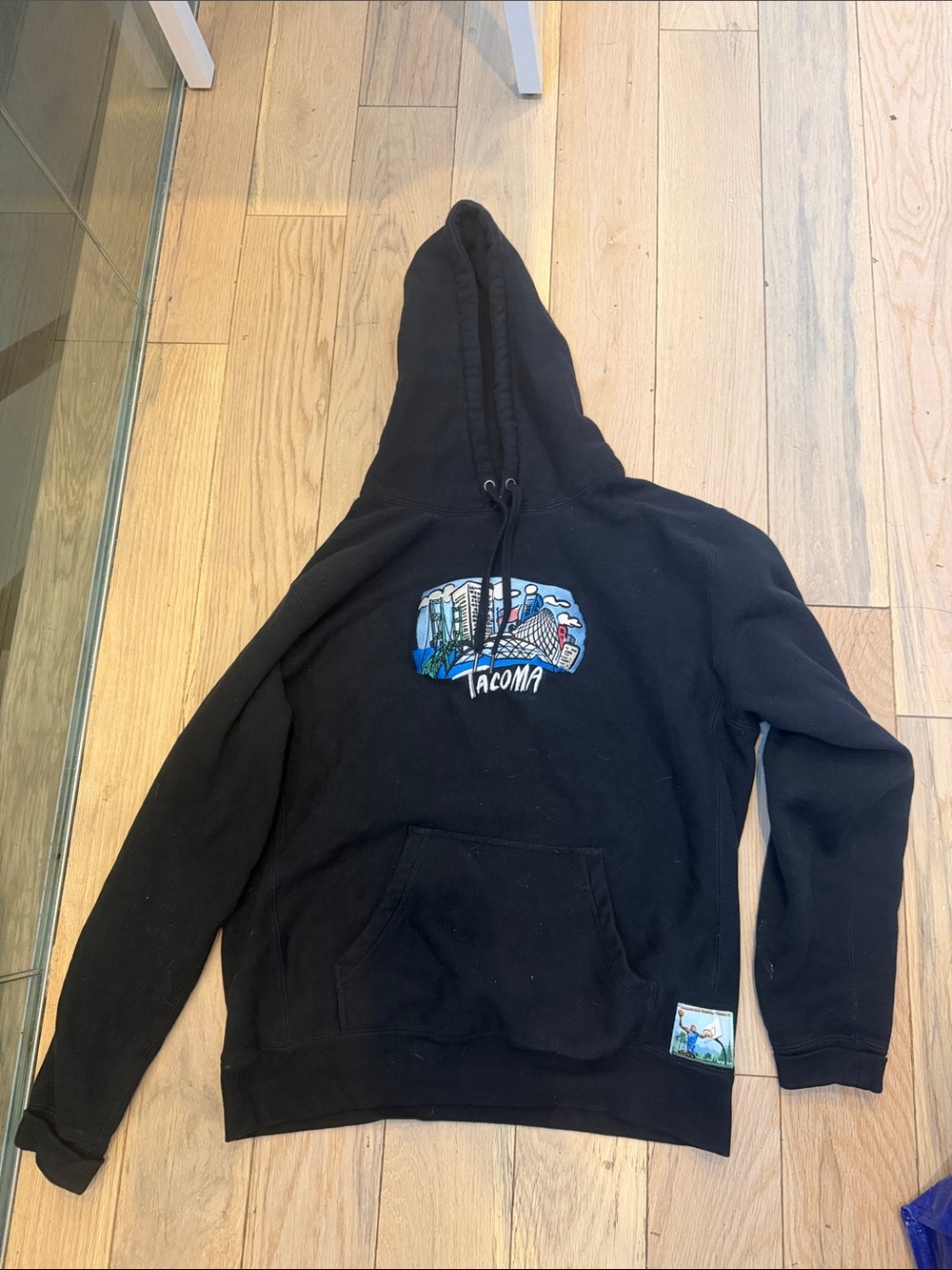 Etcetera Black Tacoma Embroidered Graphic Hooded Sweatshirt